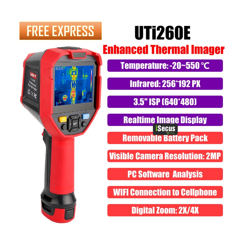 256 x 192 IR High Resolution Thermal Imaging Camera, 12 Hours