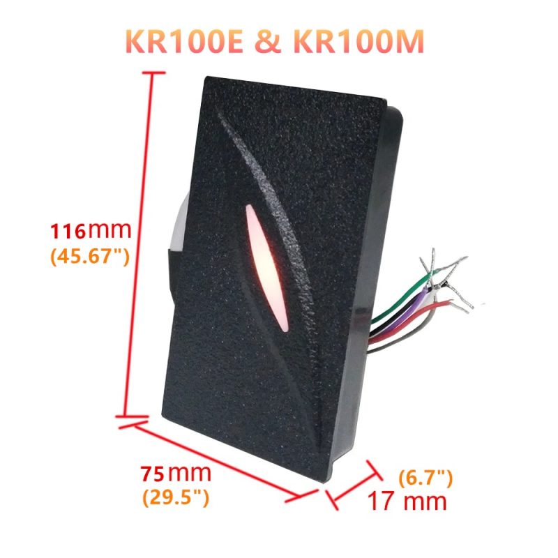 KR100E KR100M Wiegand RFID Reader Size